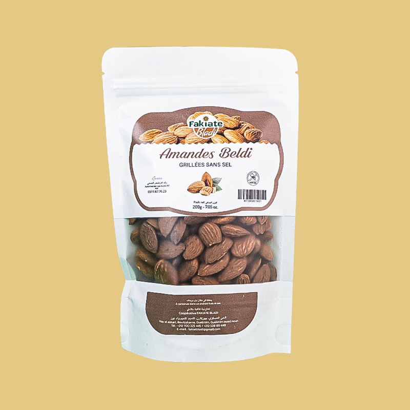 Amandes Beldi – Grillées non salées (200 g)