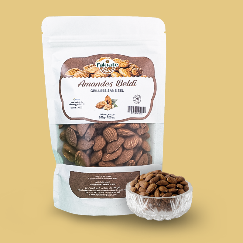 Amandes Beldi – Grillées non salées (200 g)